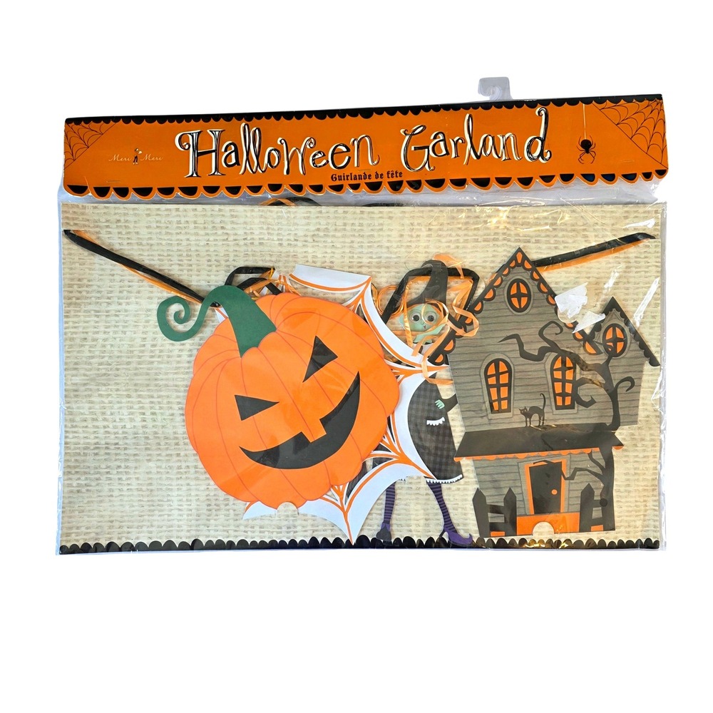 Meri Meri Halloween Garland 8ft Pennant Witch Ghost Skeleton New Kitsch 8 Diecut